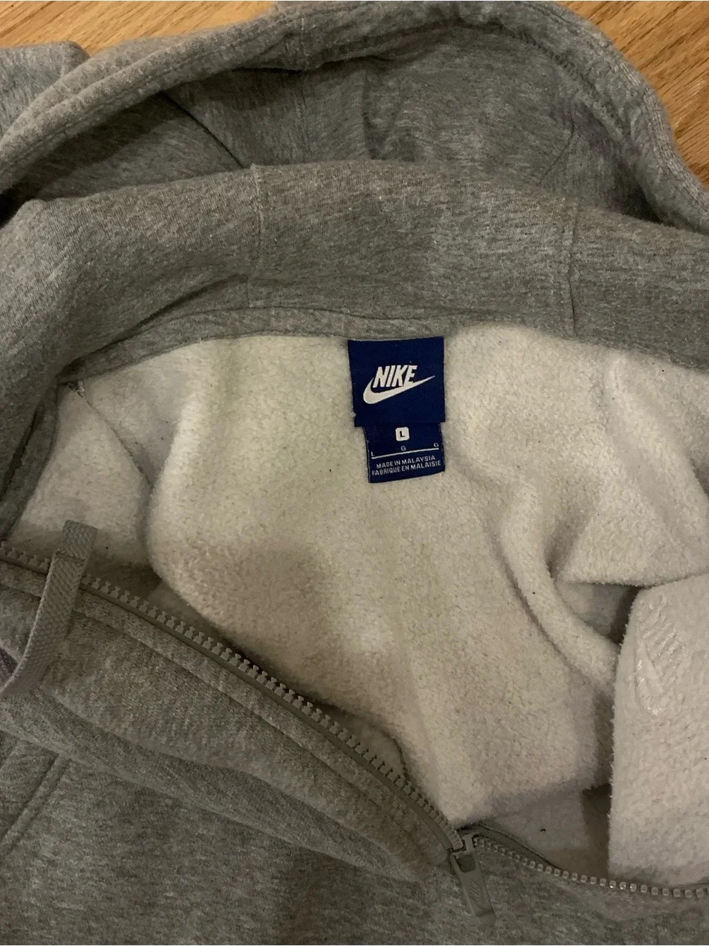 Nike Gray Quarter-Zip Pullover Hoodie with White Swoosh